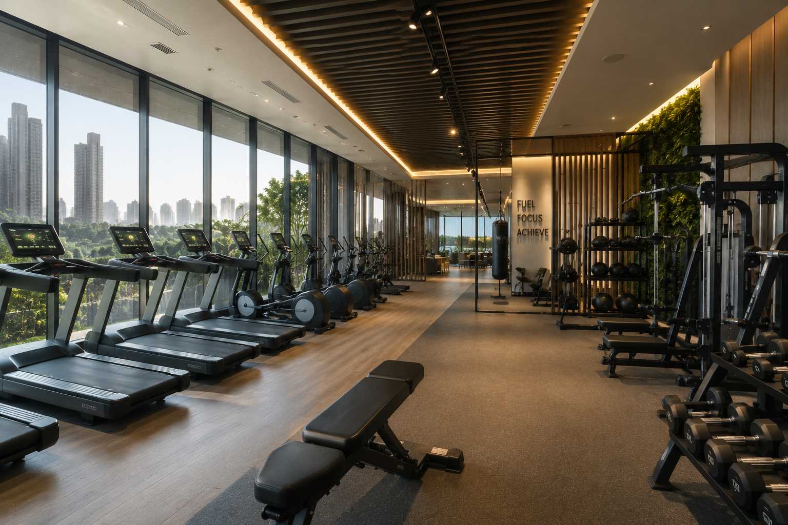 Fitness centre at Godrej Trilogy Seafront, Worli